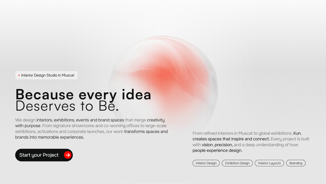 KUN Design website homepage built with Framer