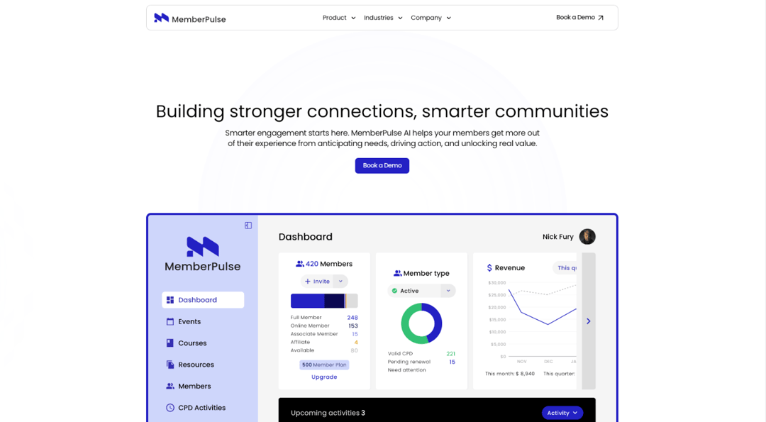 MemberPulse website homepage built with Framer