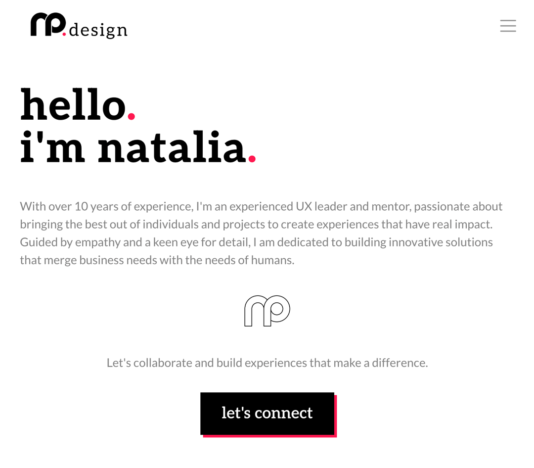 np.design website homepage built with Framer