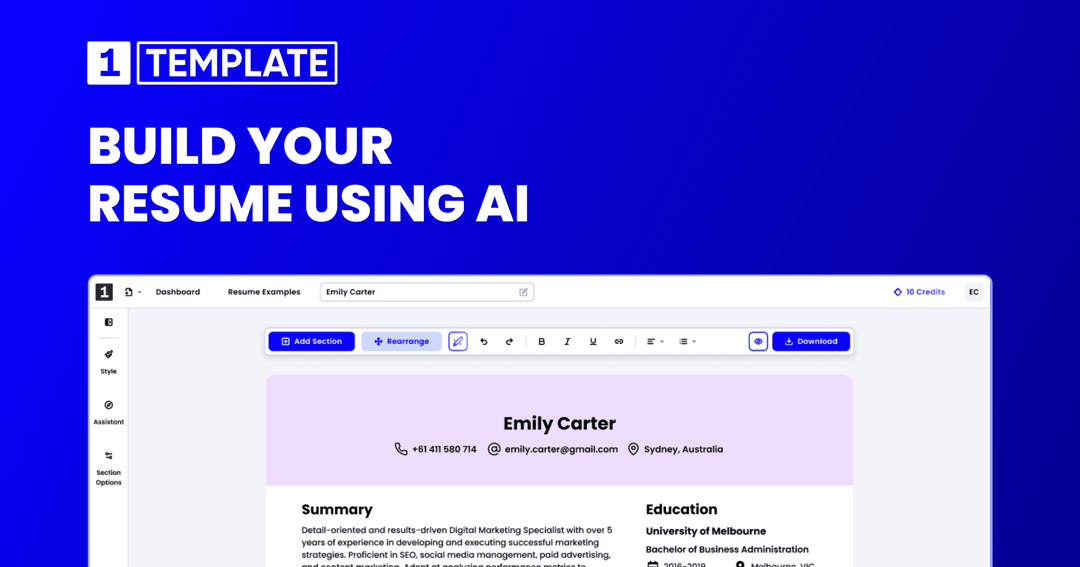 1Template website homepage built with Framer