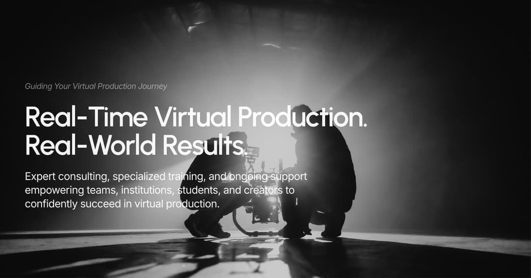 Virtual Production Consulting website homepage built with Framer