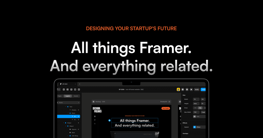 Design Freaks website homepage built with Framer