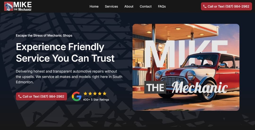 Mike the Mechanic website homepage built with Framer