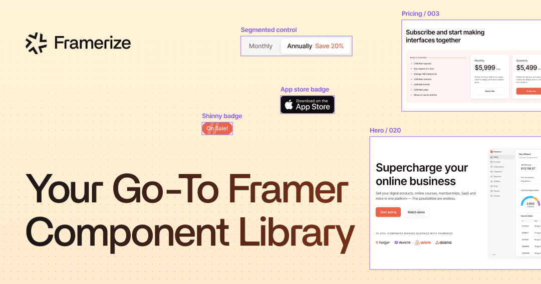 Framerize website homepage built with Framer