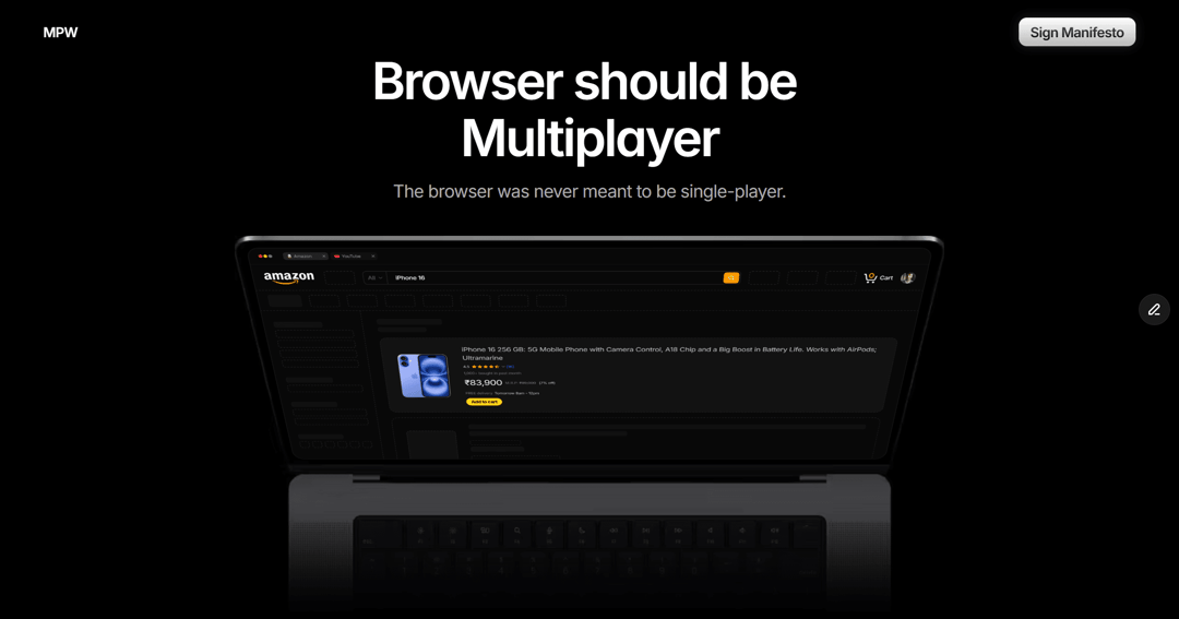 Multiplayer Web website homepage built with Framer