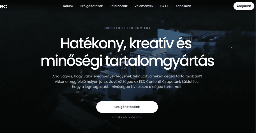 ESD Content  website homepage built with Framer