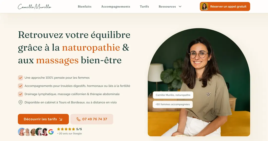 Camille Murillo website homepage built with Framer