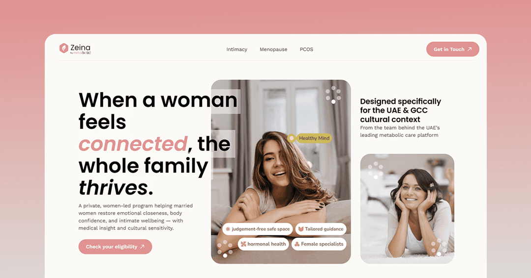 Zeina Health website homepage built with Framer