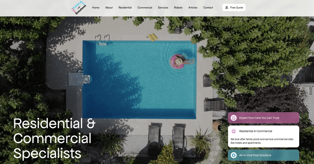 FAM Pool Solutions (Services) website homepage built with Framer