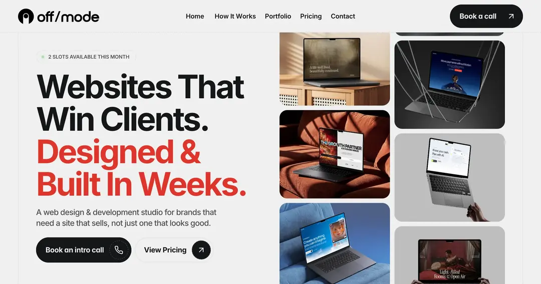 Off-Mode Design Studio website homepage built with Framer