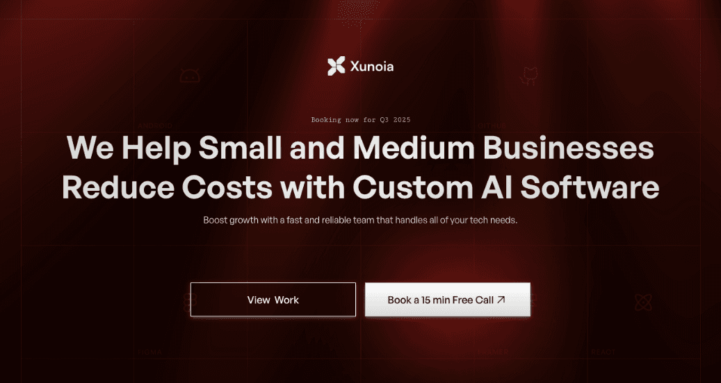 Xunoia website homepage built with Framer