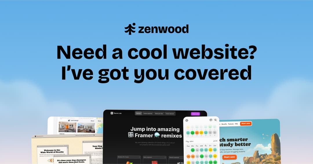 Zenwood Studio website homepage built with Framer