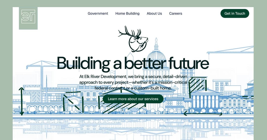 Elk River Development website homepage built with Framer