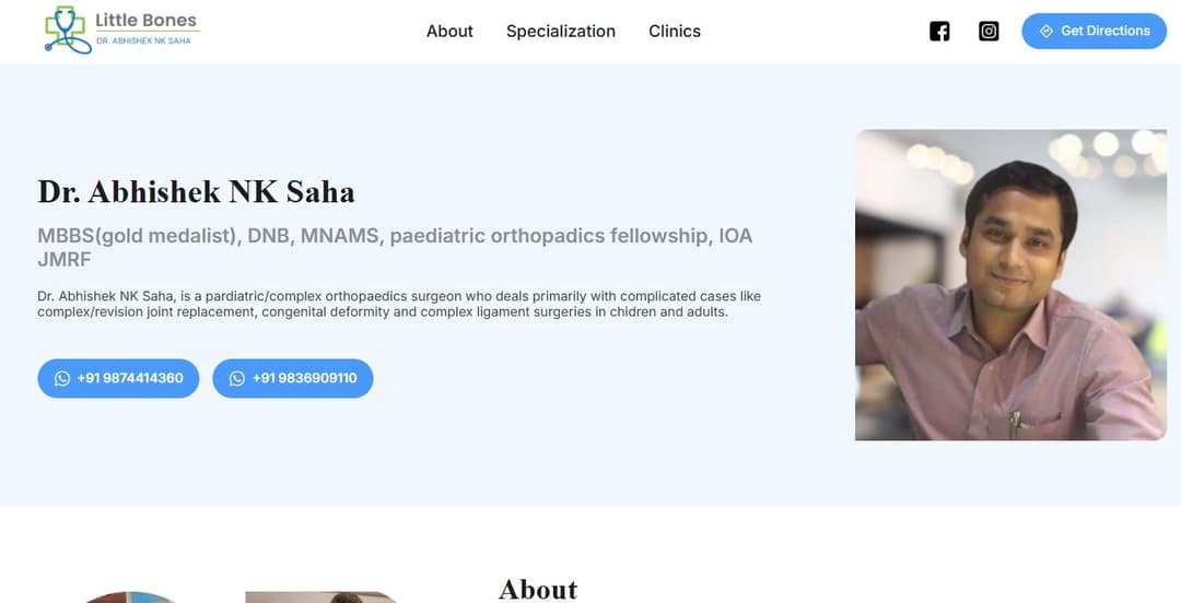Littlebones.in website homepage built with Framer