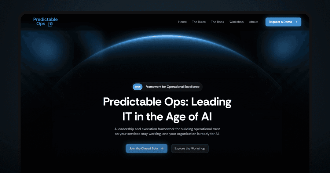 PredictableOps website homepage built with Framer