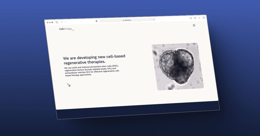 celltherapy 4.o website homepage built with Framer