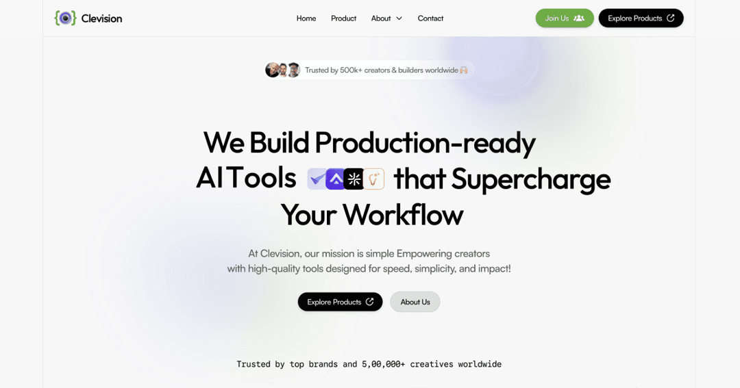 clevision.net website homepage built with Framer