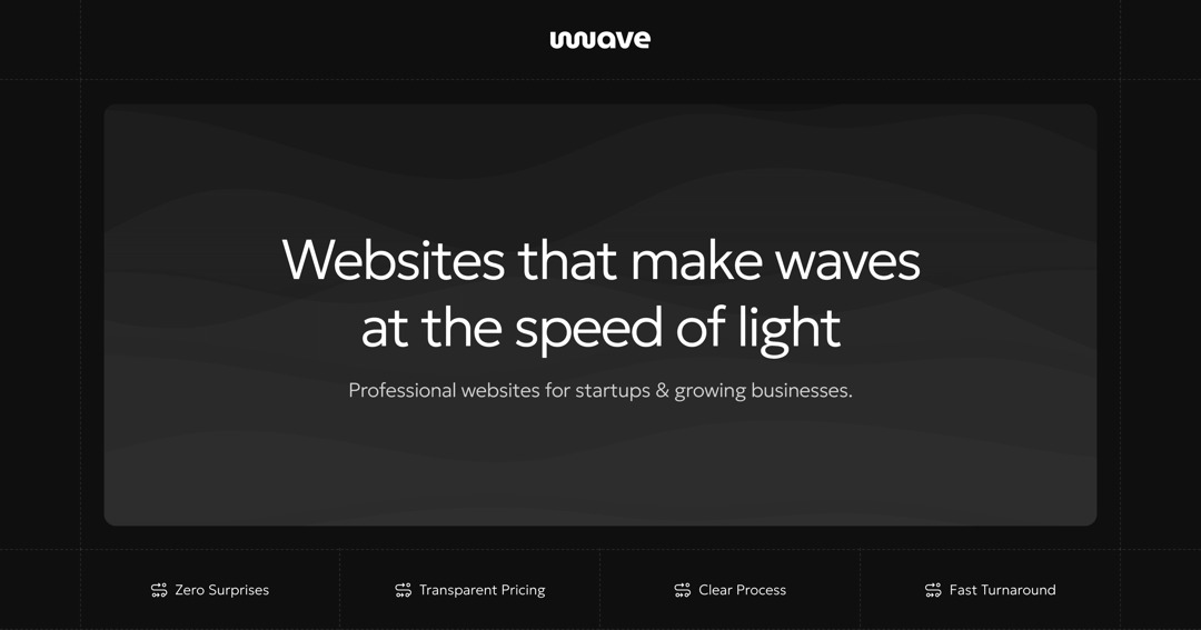 Wave Design Agency website homepage built with Framer
