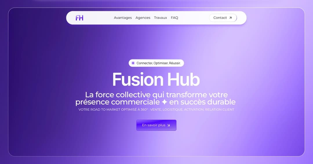 Fusion Hub website homepage built with Framer