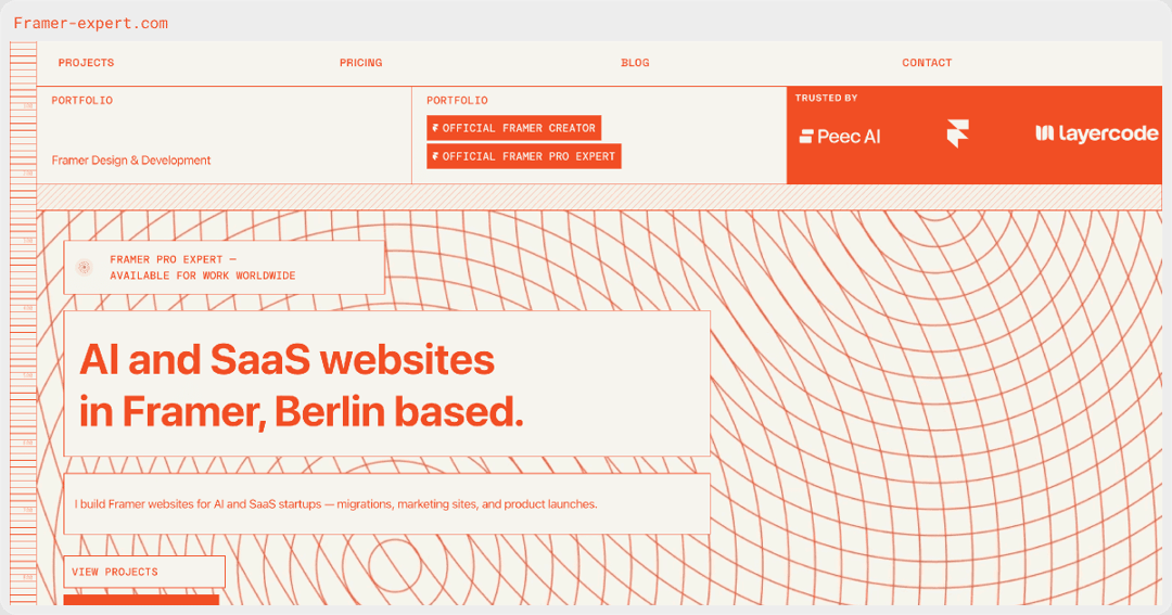 Pro Expert Portfolio website homepage built with Framer