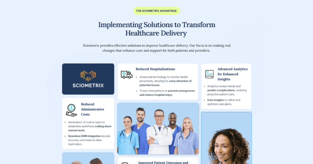 Sciometrix website homepage built with Framer