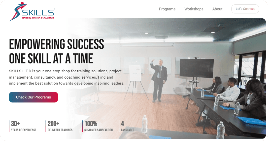 SKILLS L-T-D website homepage built with Framer
