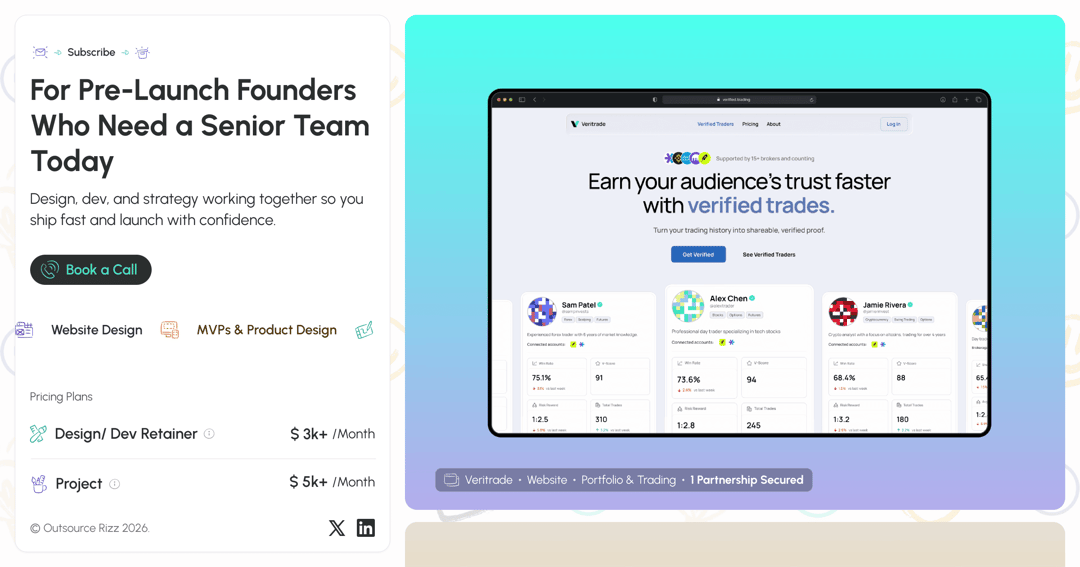 Outsource rizz website homepage built with Framer