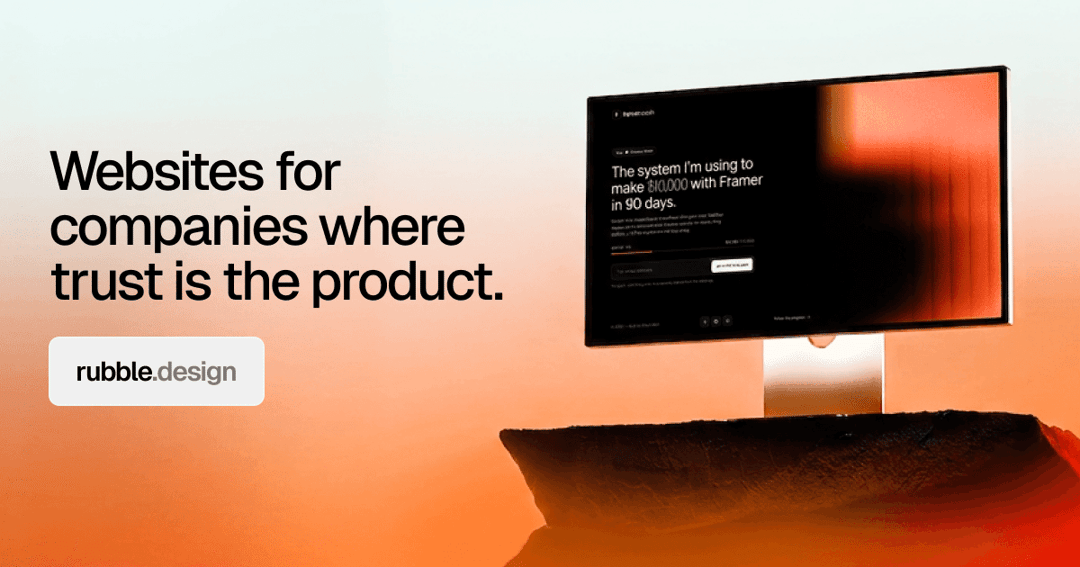 rubble.design website homepage built with Framer