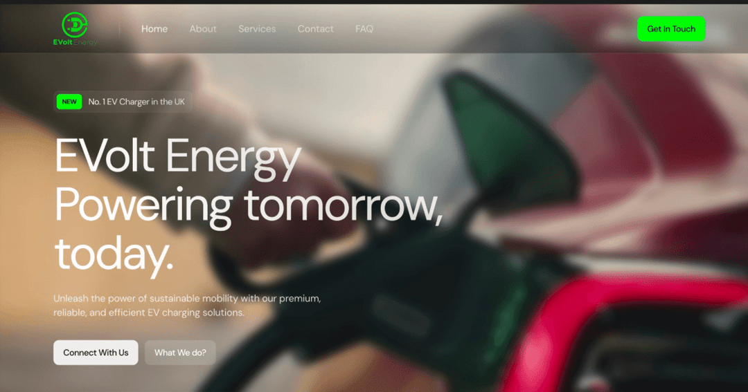 EVolt Energy website homepage built with Framer