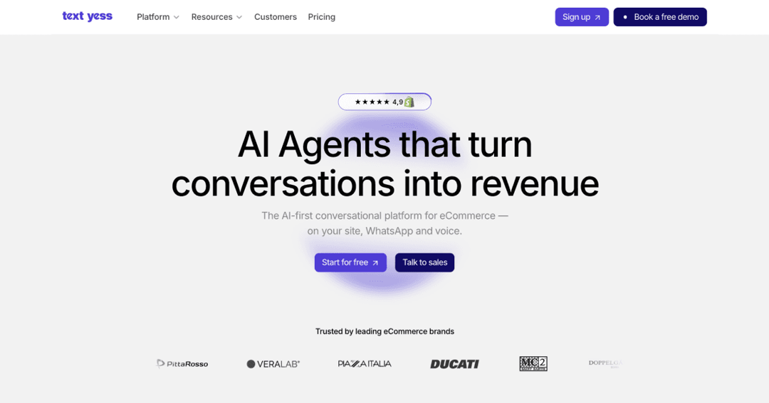 textyess website homepage built with Framer