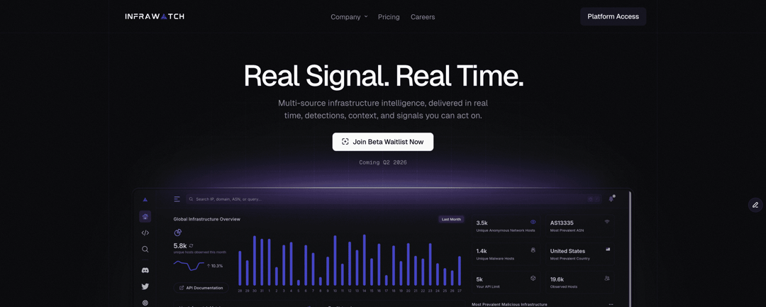 infrawat website homepage built with Framer