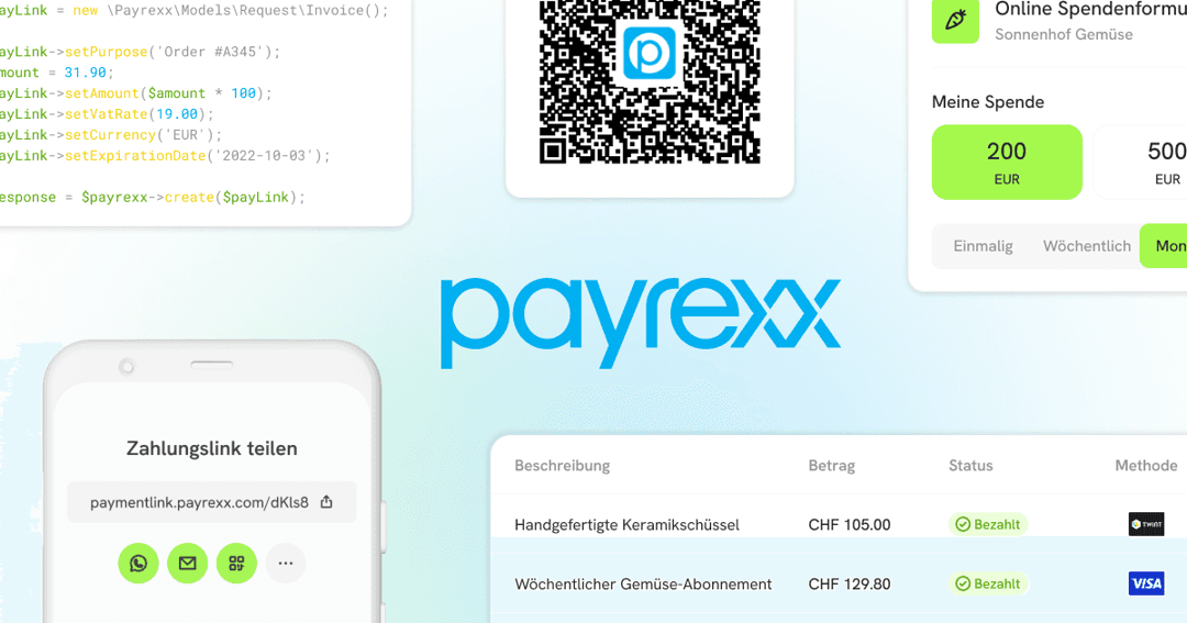Payrexx website homepage built with Framer