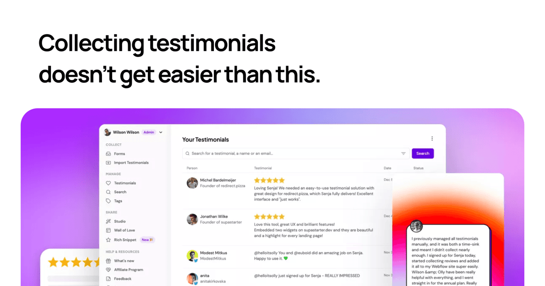 senja website homepage built with Framer