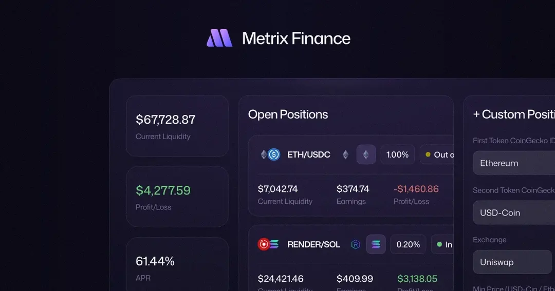 Metrix Finance website homepage built with Framer