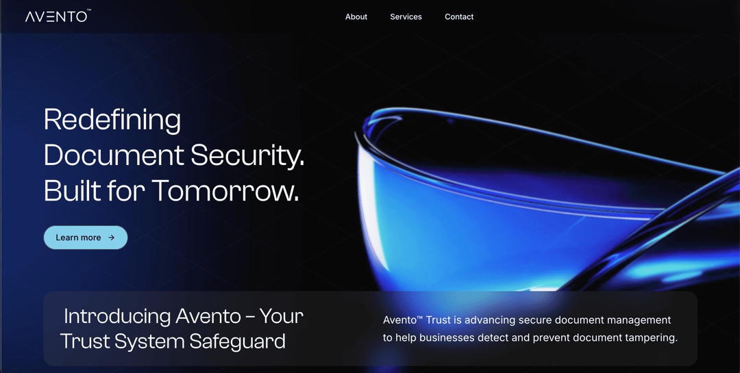 avento website homepage built with Framer