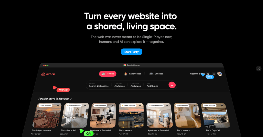 BrowseParty website homepage built with Framer