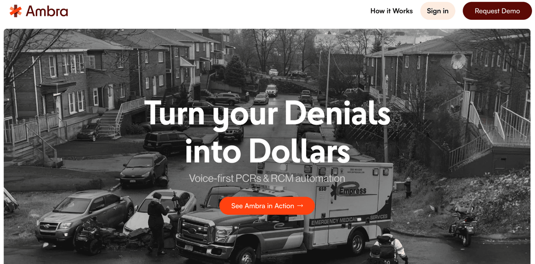 Ambra 911 website homepage built with Framer