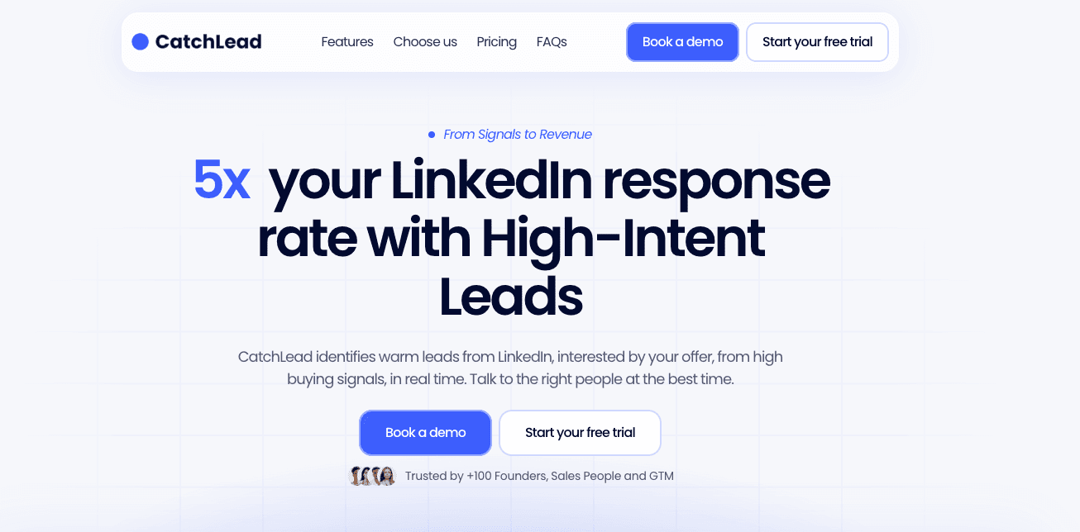 Catchlead website homepage built with Framer