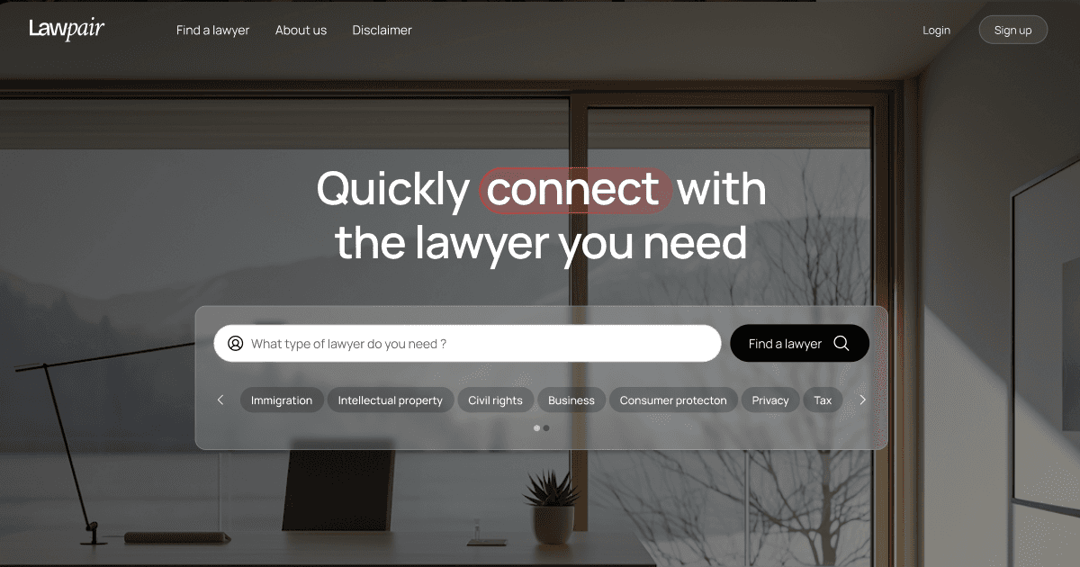 Lawpair website homepage built with Framer