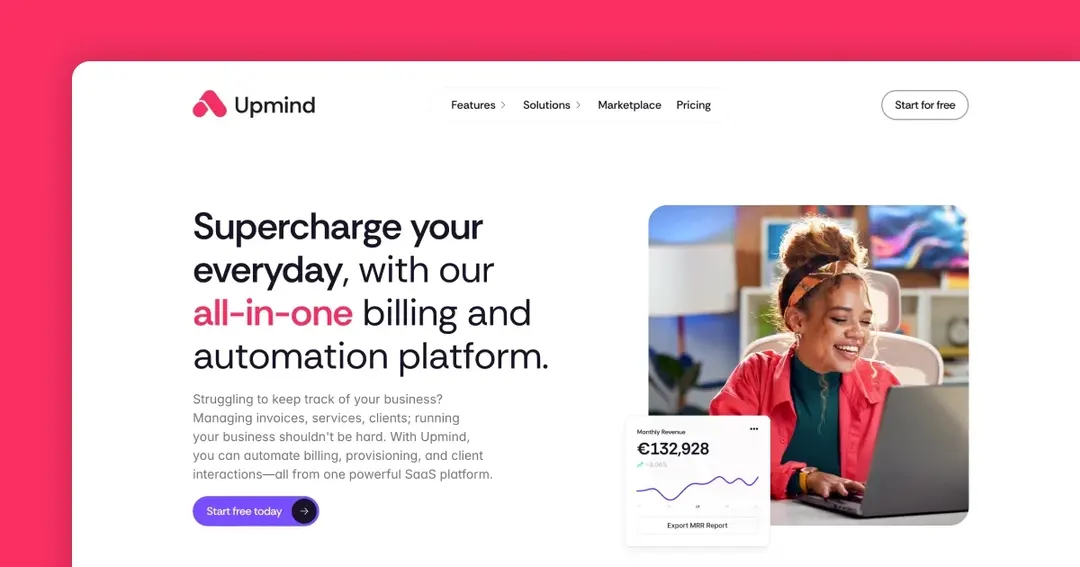 Upmind website homepage built with Framer