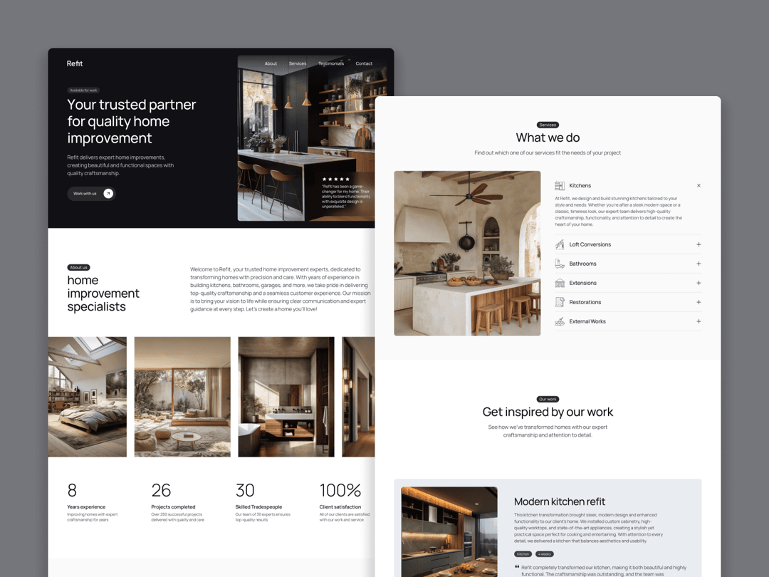 BWE Renovation website homepage built with Framer