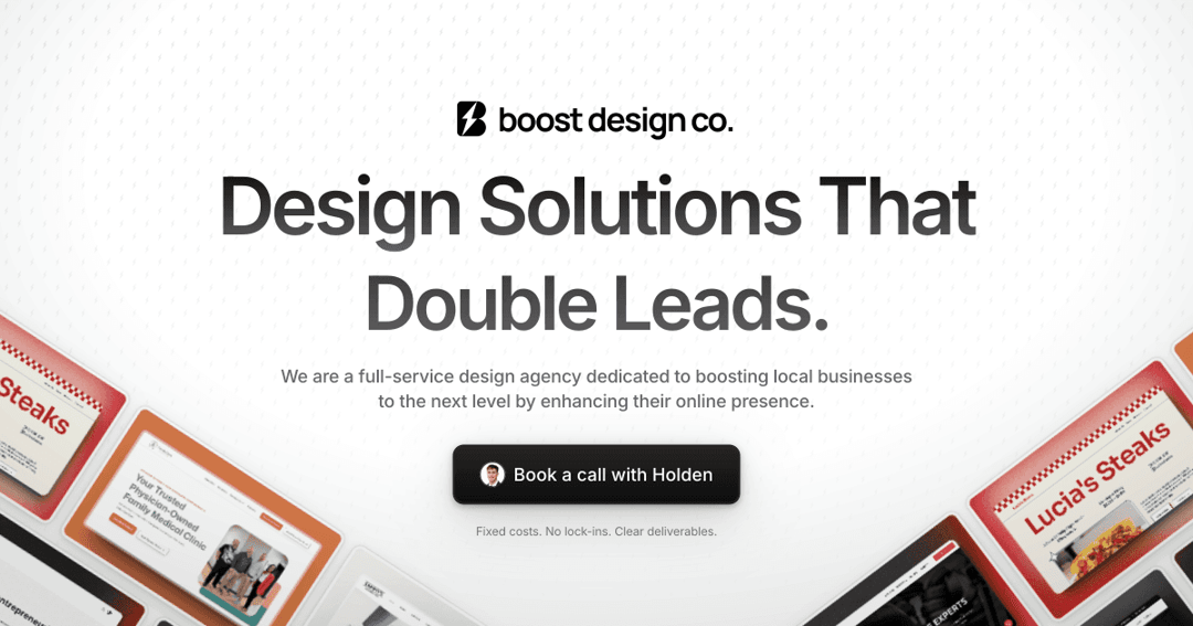 Boost Design Co. website homepage built with Framer
