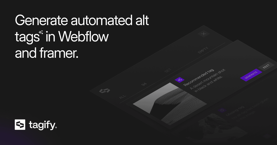 Tagify.ai website homepage built with Framer
