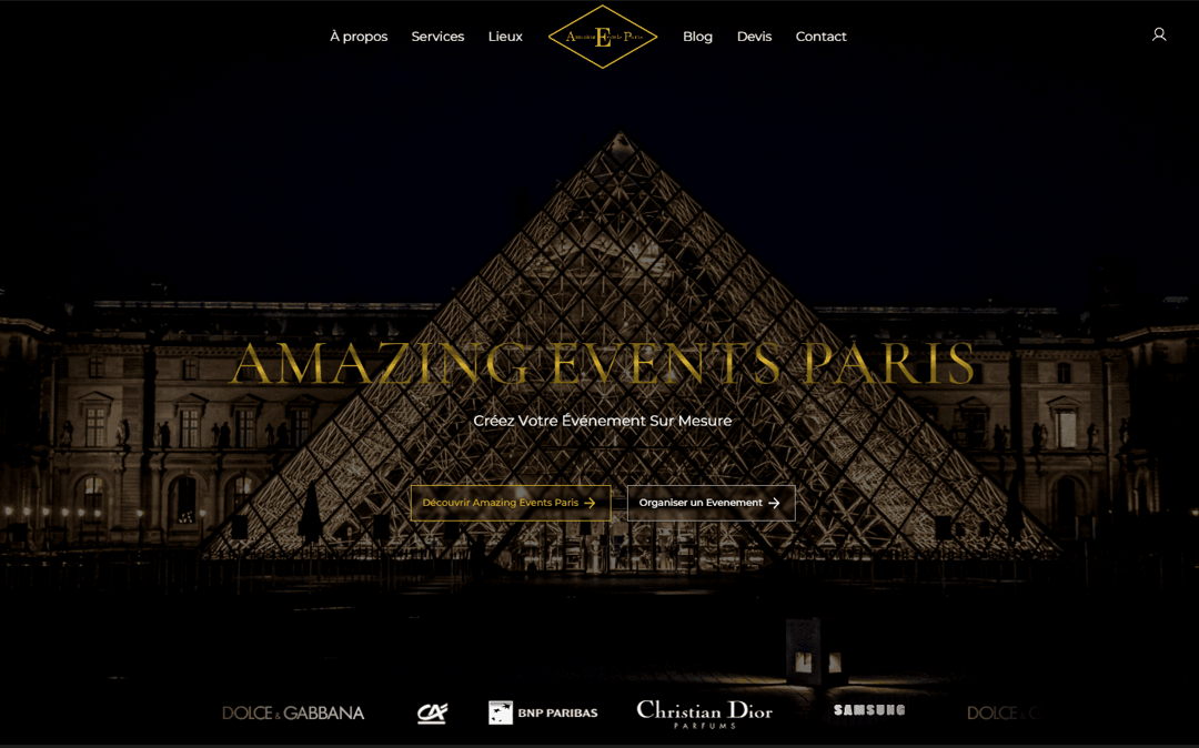 Amazing Events Paris website homepage built with Framer