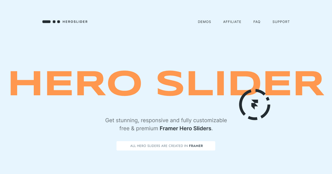 Hero Slider website homepage built with Framer