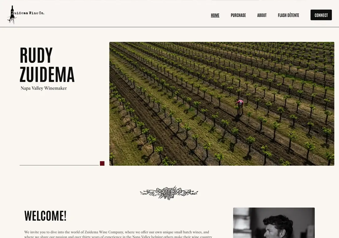 Zuidema Wines website homepage built with Framer
