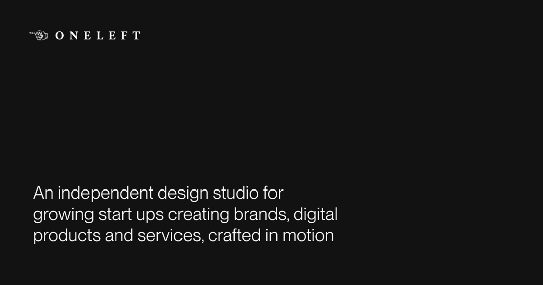 OneLeft website homepage built with Framer