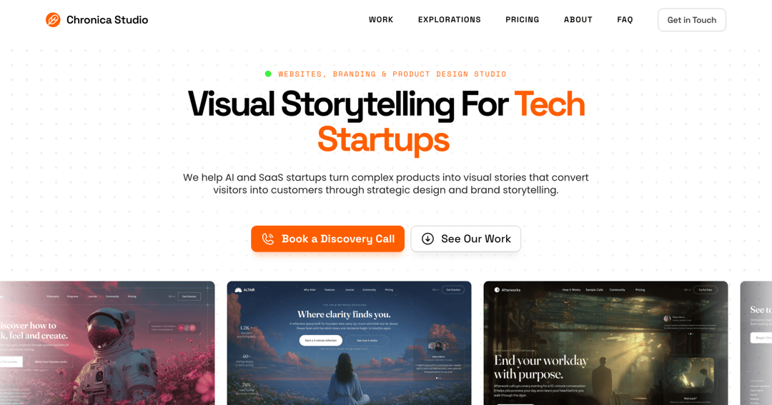 Chronica Studio website homepage built with Framer