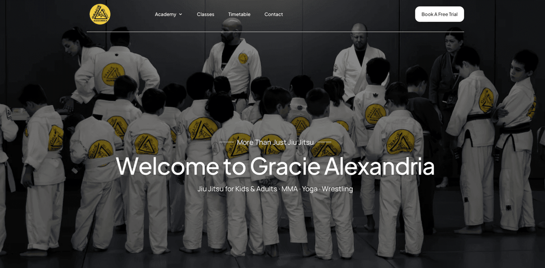 Gracie Sydney (Matial Arts) website homepage built with Framer