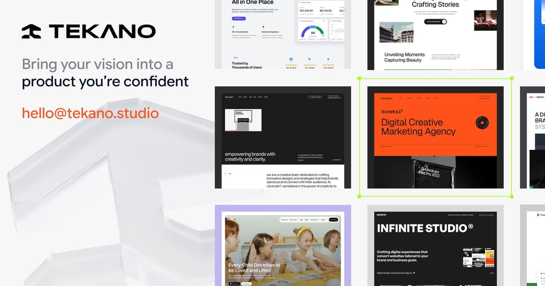 Tekano Studio website homepage built with Framer